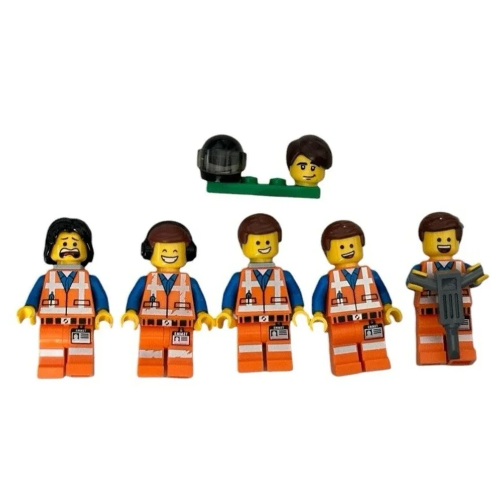 LEGO Movie Emmet Minifigure Lot 5 Helmet Construction Worker Minifigs Drill